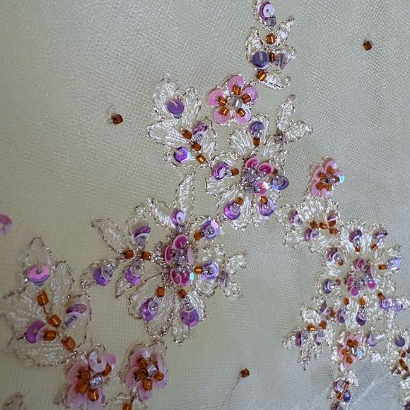 Yellow Beaded Evening Gown / Prom Dress - Picture 5 of 13